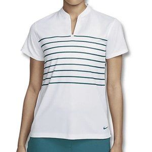 Nike‎ Womens Dri-FIT Victory Short Sleeve Striped Polo DH2304-100 White XS NWT